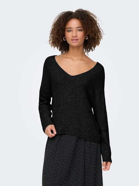 Maglia scollo V paillettes