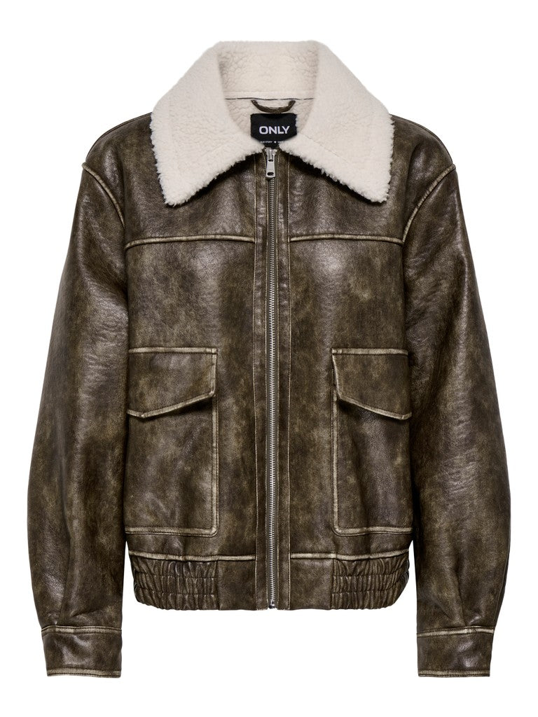 Giubbotto ecopelle washed