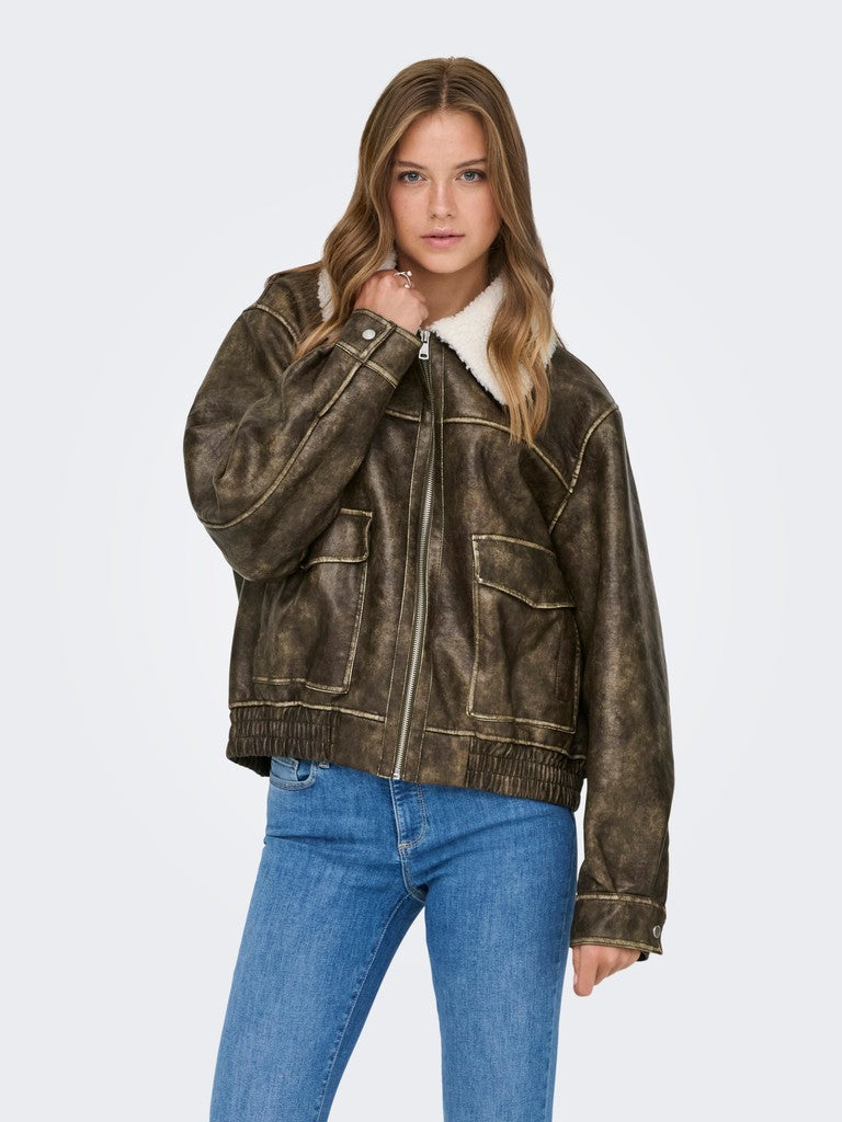 Giubbotto ecopelle washed