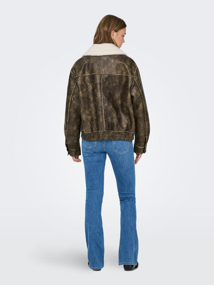 Giubbotto ecopelle washed