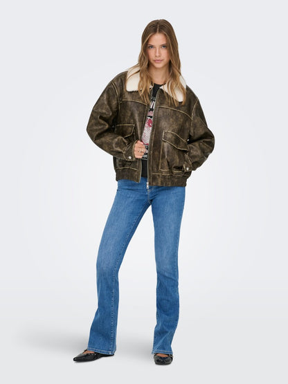 Giubbotto ecopelle washed