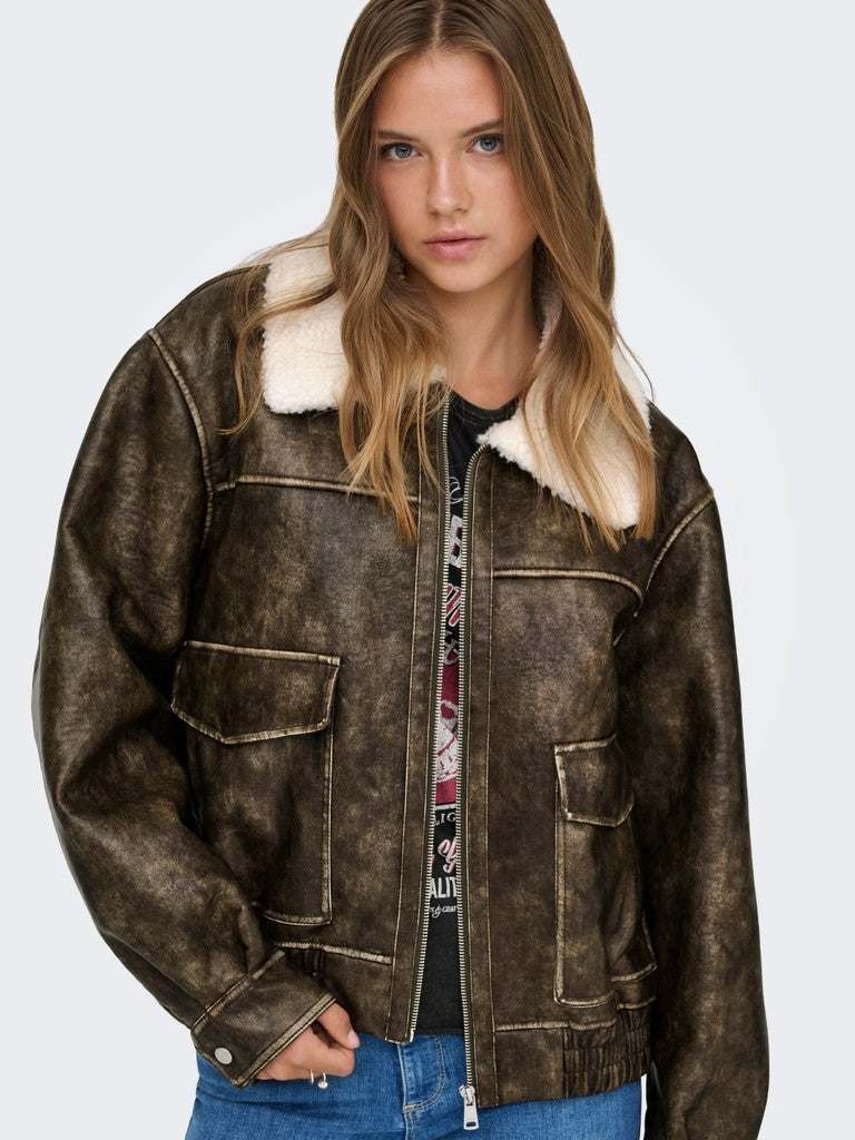Giubbotto ecopelle washed