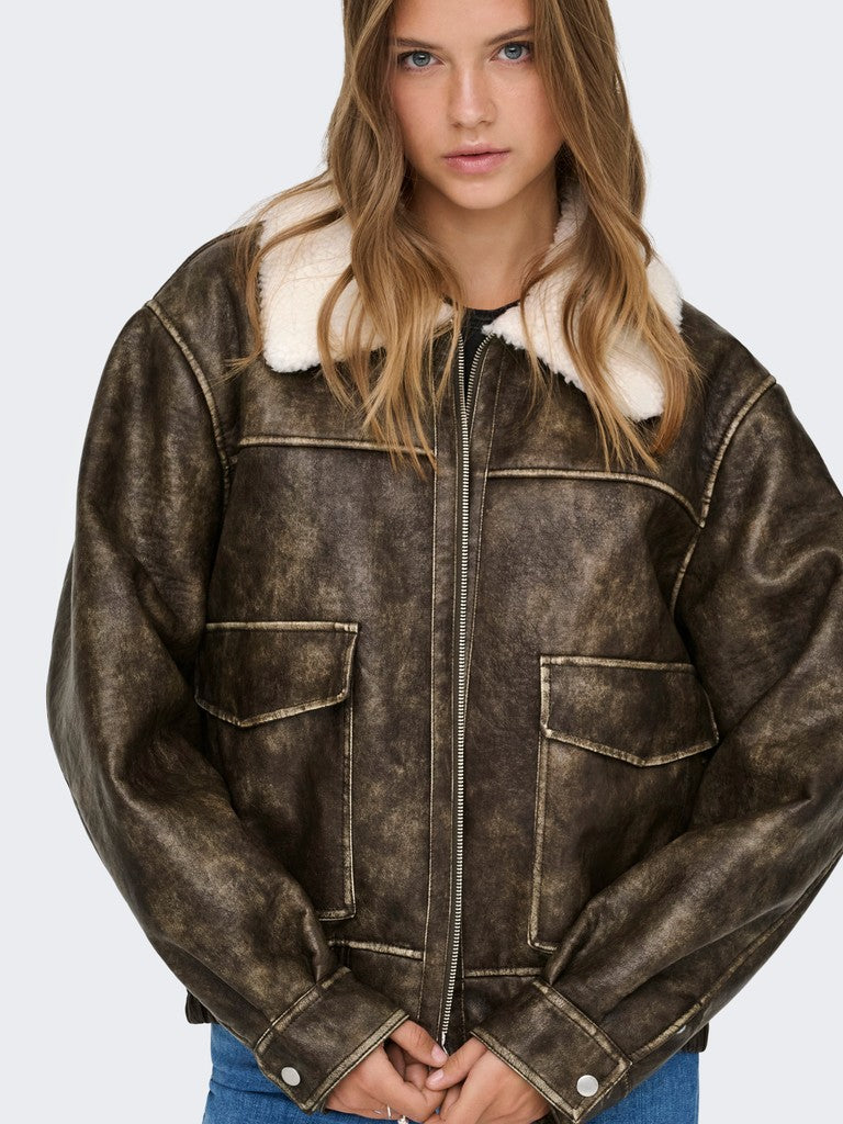 Giubbotto ecopelle washed