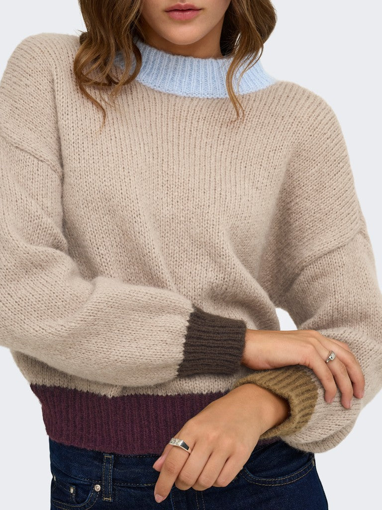 Maglia giro contrasti