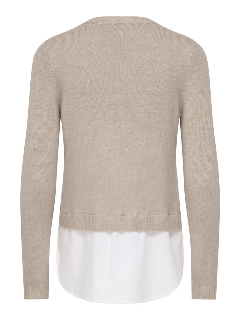 Maglia perle finta camicia