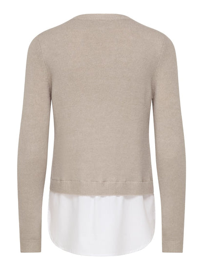Maglia perle finta camicia