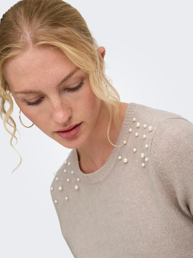 Maglia perle finta camicia