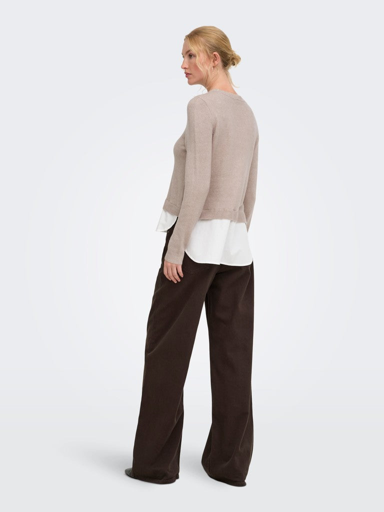 Maglia perle finta camicia