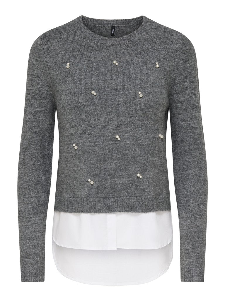 Maglia perle finta camicia