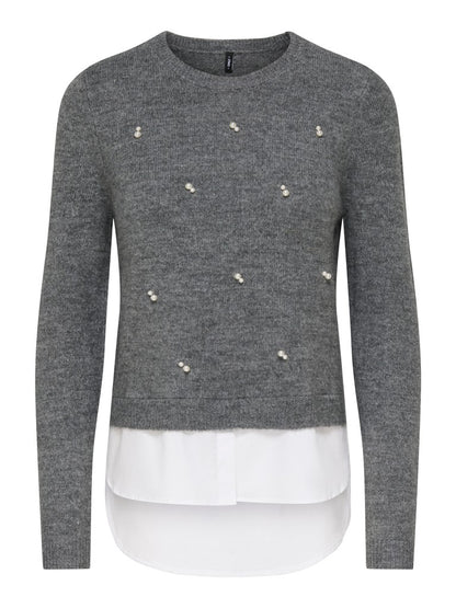 Maglia perle finta camicia