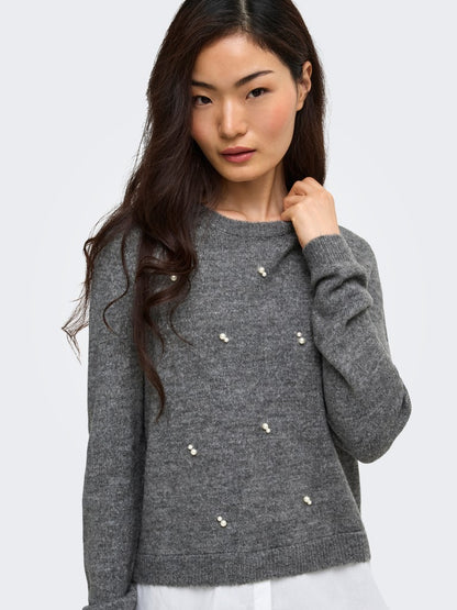 Maglia perle finta camicia