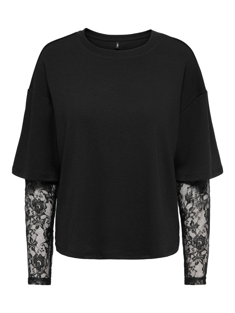 T-shirt maniche pizzo doppiata