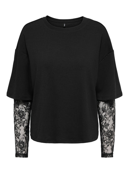 T-shirt maniche pizzo doppiata