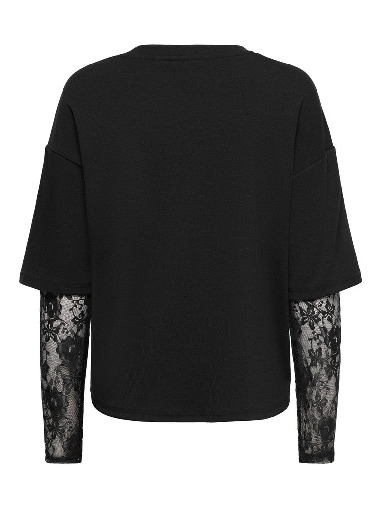 T-shirt maniche pizzo doppiata