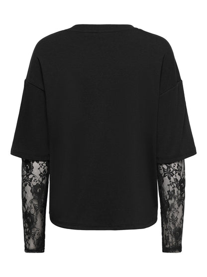 T-shirt maniche pizzo doppiata