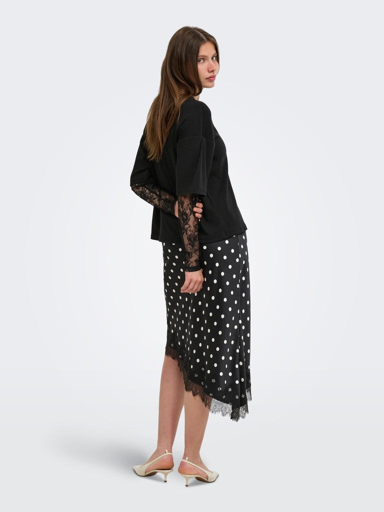 T-shirt maniche pizzo doppiata