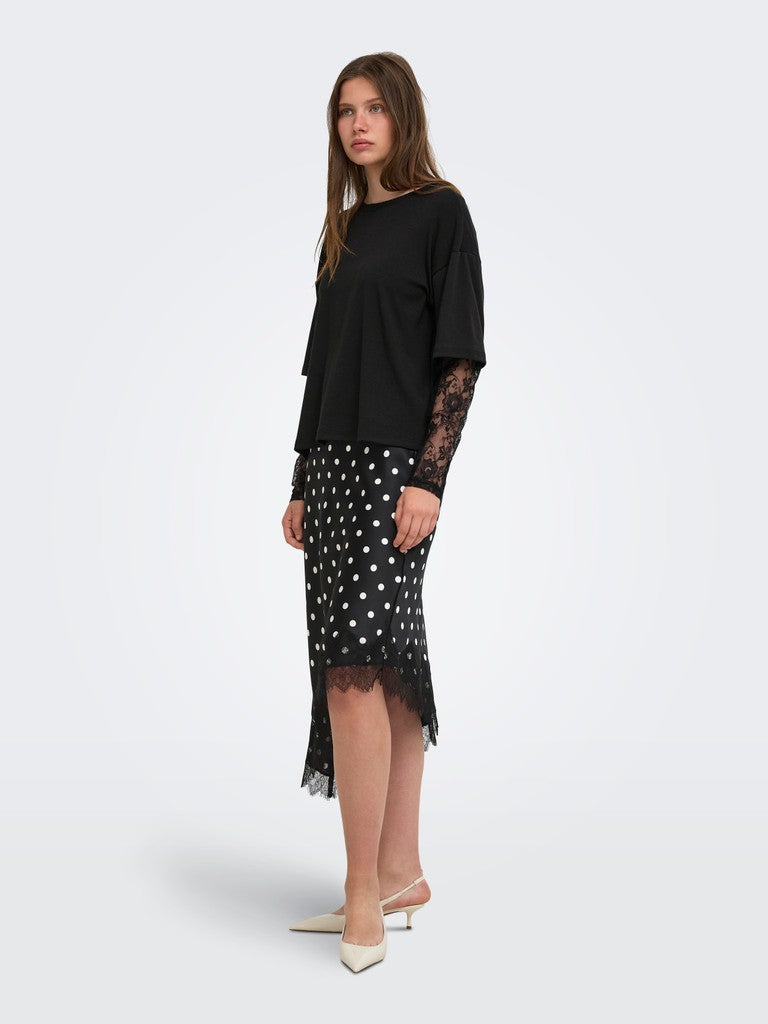 T-shirt maniche pizzo doppiata