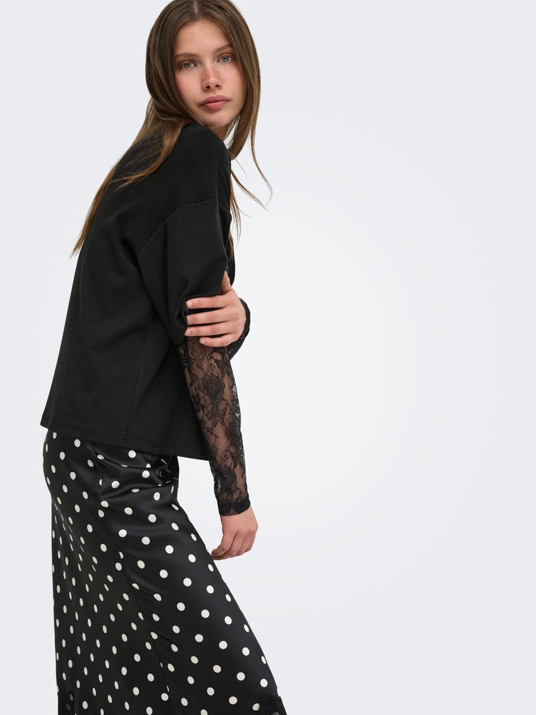 T-shirt maniche pizzo doppiata