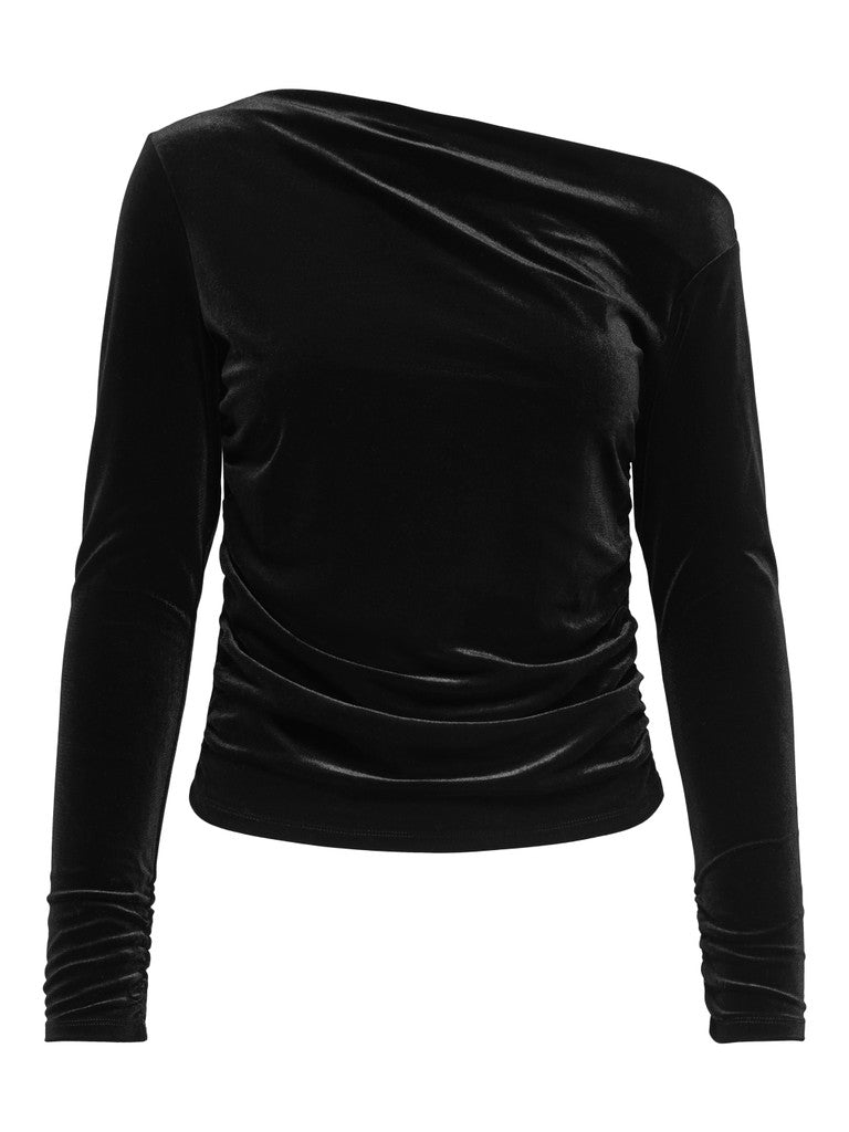 T-shirt velluto scollo asimmetrico