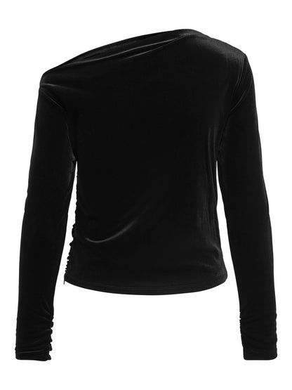 T-shirt velluto scollo asimmetrico