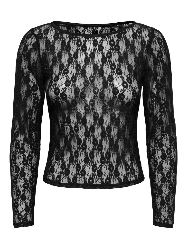 T-shirt pizzo maniche lunghe