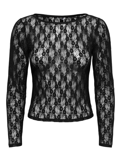 T-shirt pizzo maniche lunghe