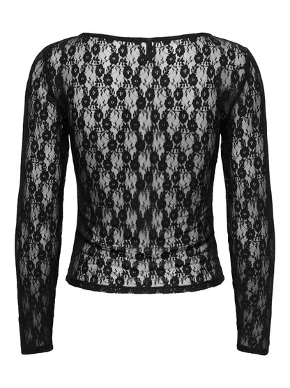T-shirt pizzo maniche lunghe
