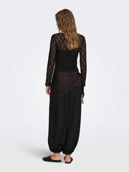 T-shirt pizzo maniche lunghe