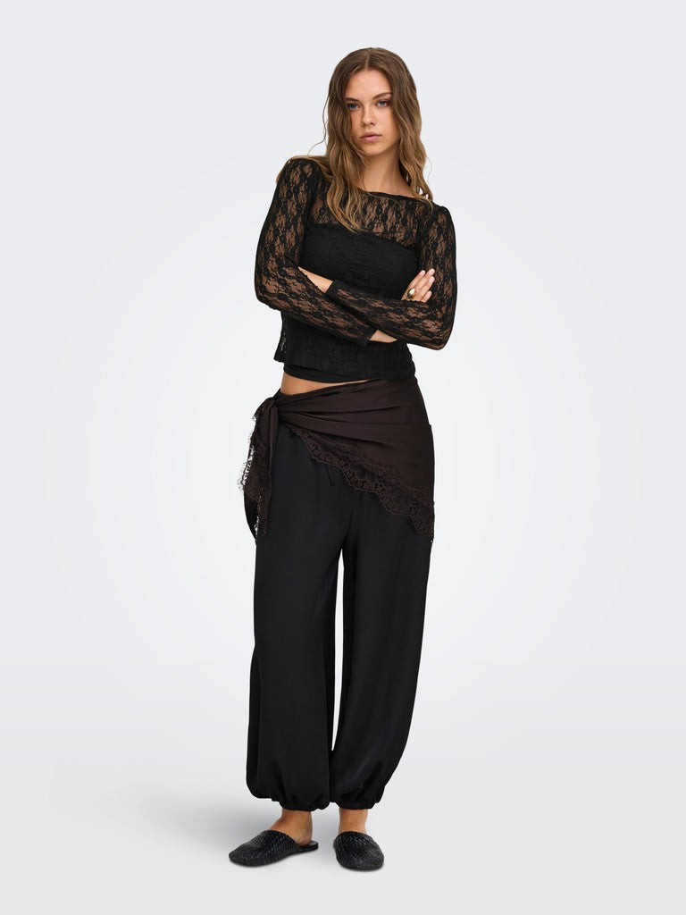 T-shirt pizzo maniche lunghe
