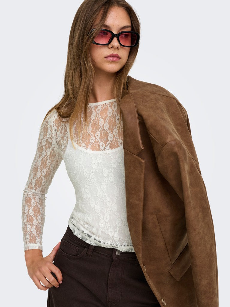 T-shirt pizzo maniche lunghe