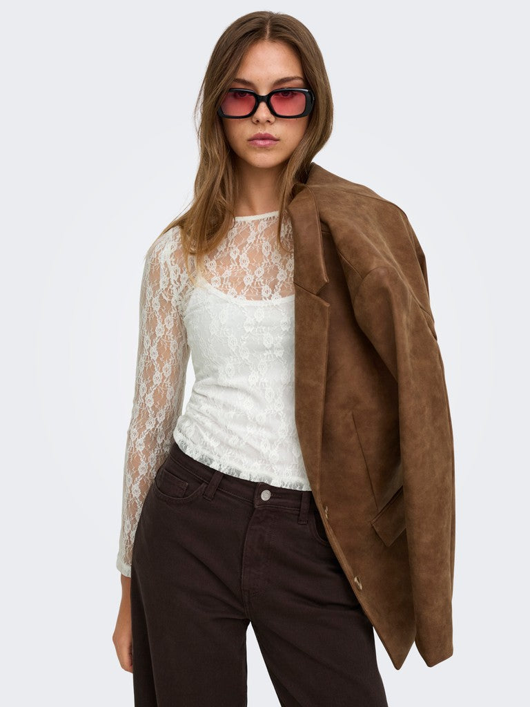 T-shirt pizzo maniche lunghe