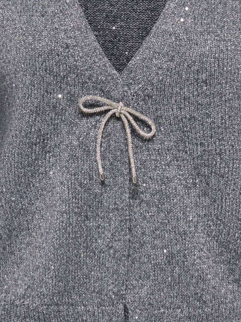 Cardigan laccetto strass