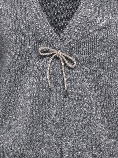 Cardigan laccetto strass
