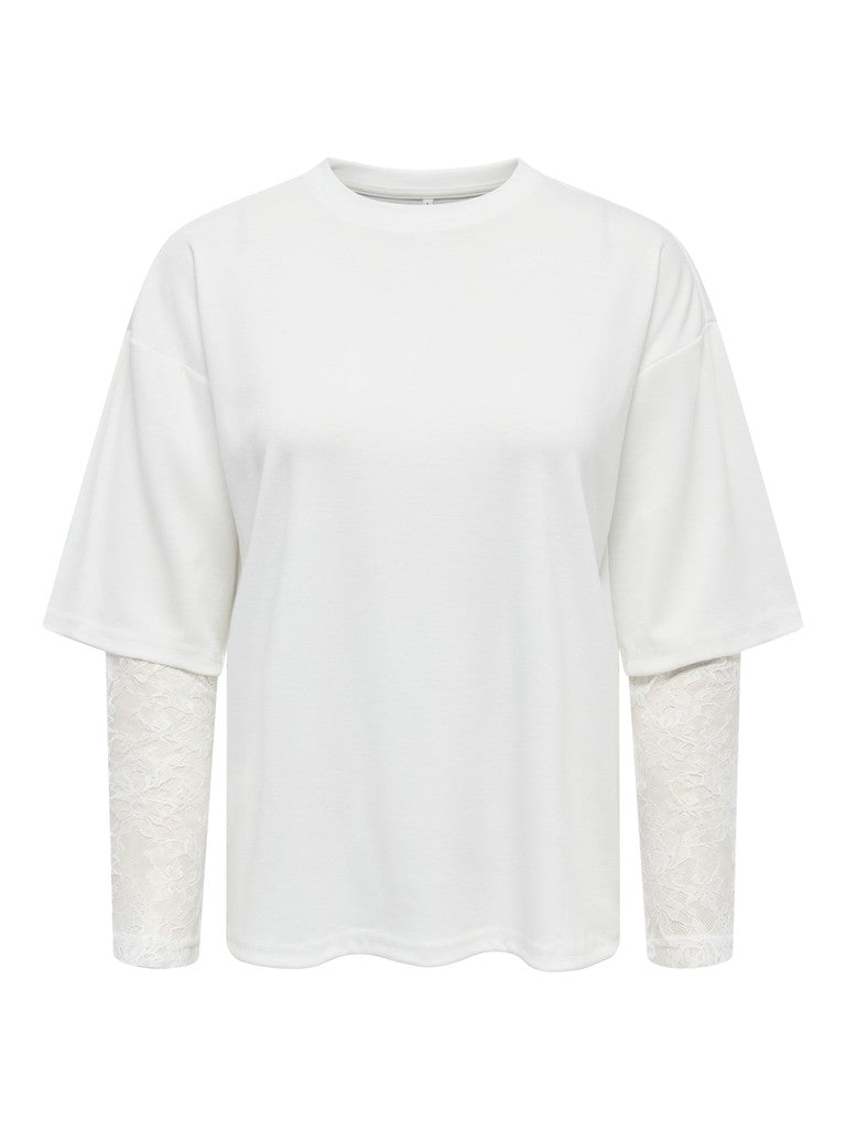 T-shirt maniche pizzo doppiata