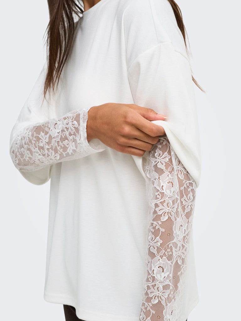 T-shirt maniche pizzo doppiata