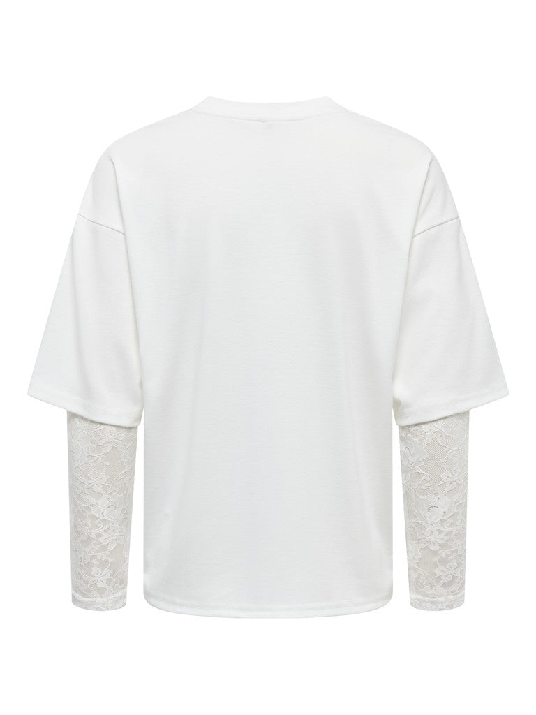 T-shirt maniche pizzo doppiata