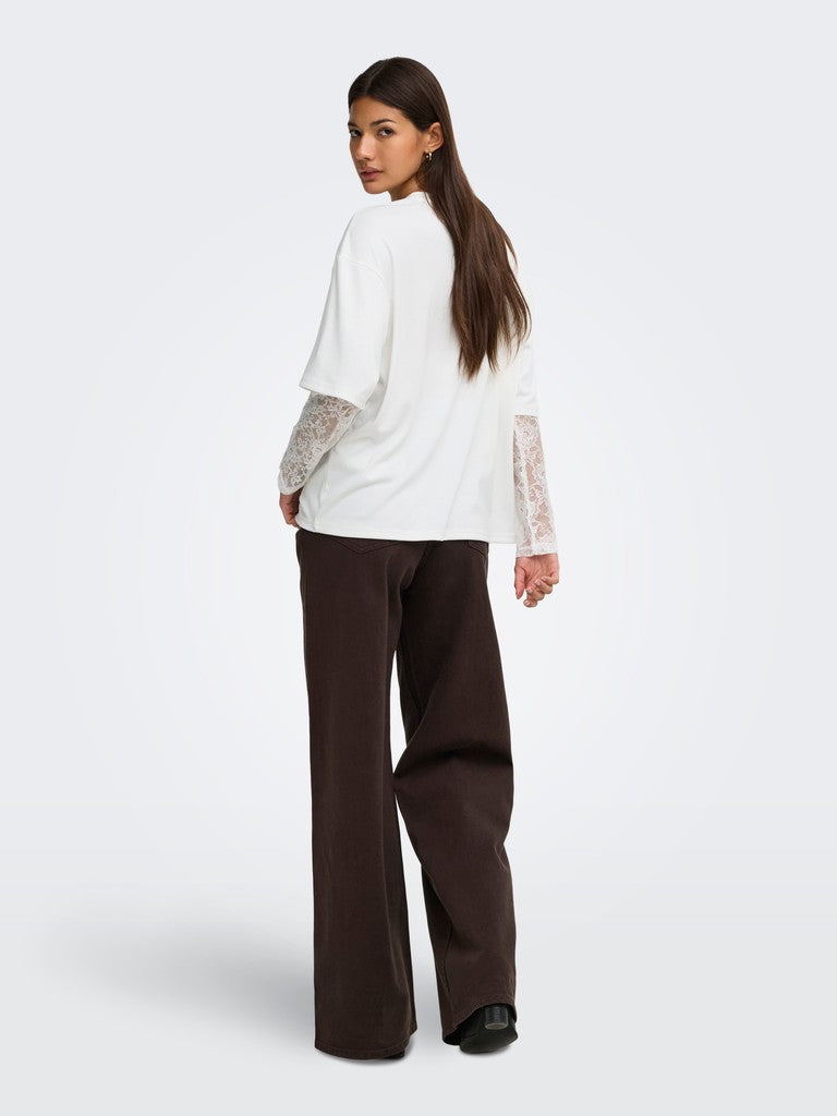 T-shirt maniche pizzo doppiata