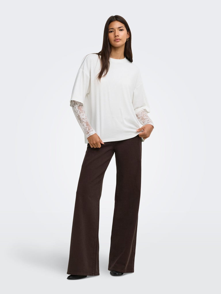 T-shirt maniche pizzo doppiata