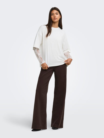 T-shirt maniche pizzo doppiata