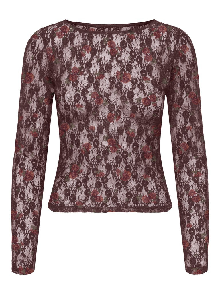 T-shirt pizzo maniche lunghe