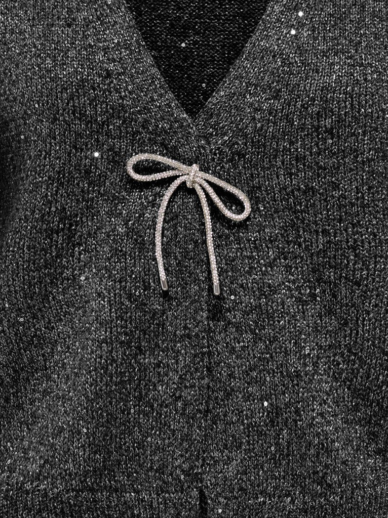 Cardigan laccetto strass