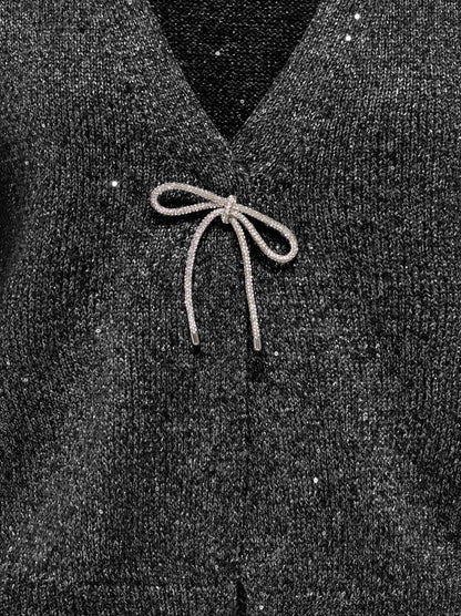 Cardigan laccetto strass