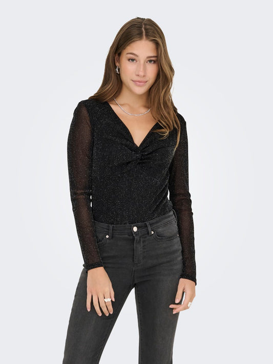 T-shirt lurex scollo V