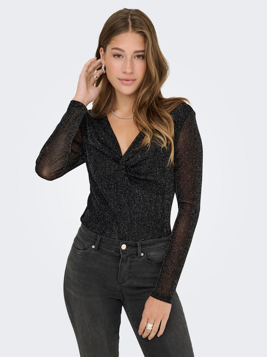 T-shirt lurex scollo V