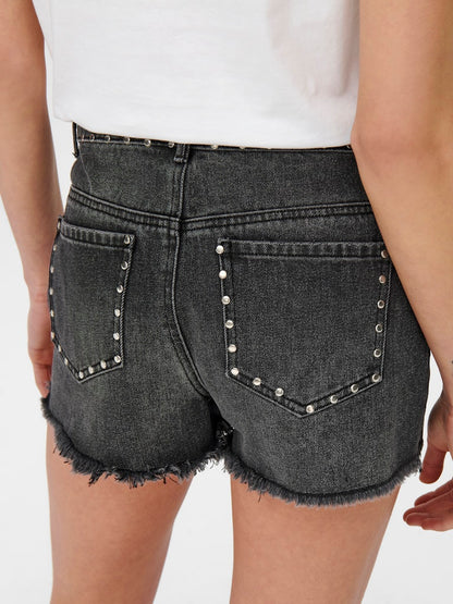 Short denim borchiette