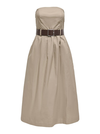 Abito senza spallini cintura