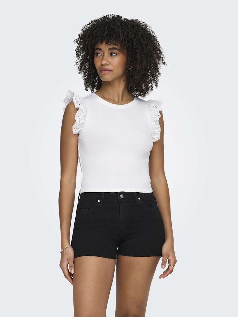 T-shirt crop alette sangallo