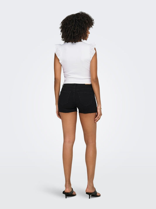 T-shirt crop alette sangallo