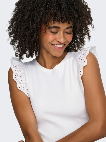 T-shirt crop alette sangallo