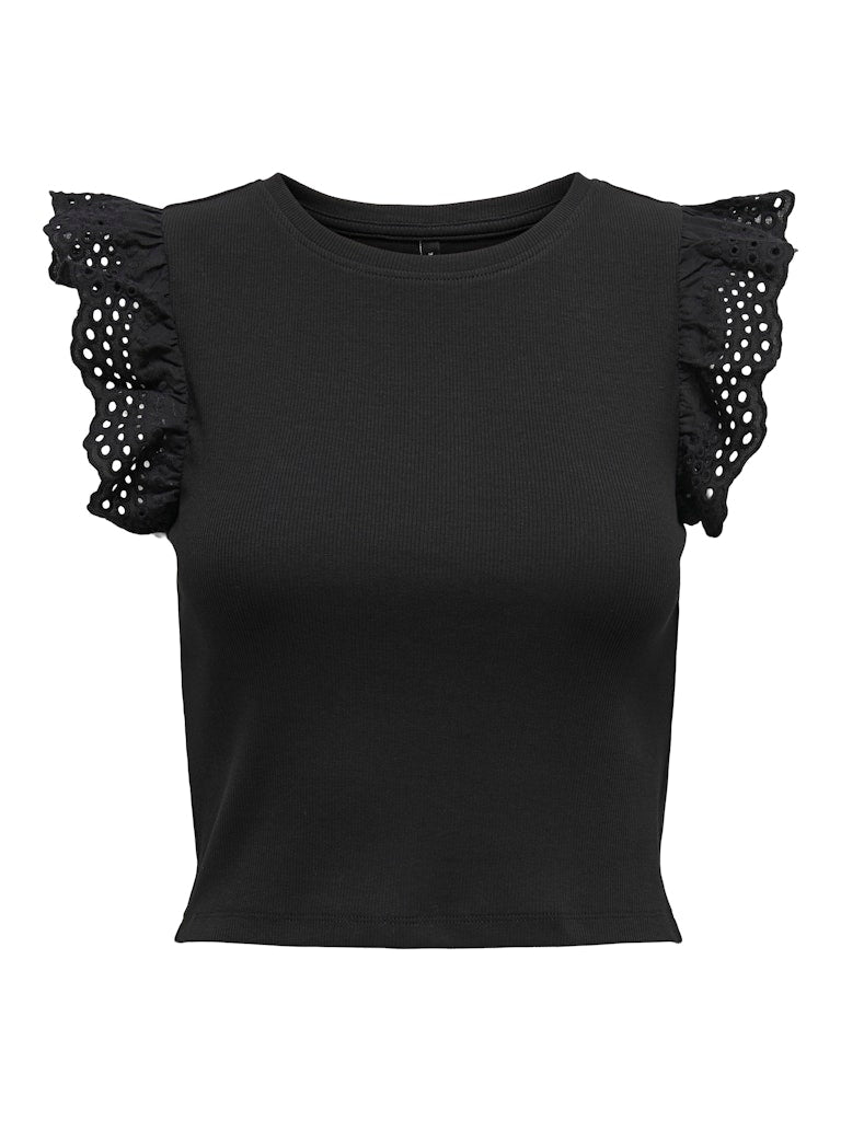 T-shirt crop alette sangallo
